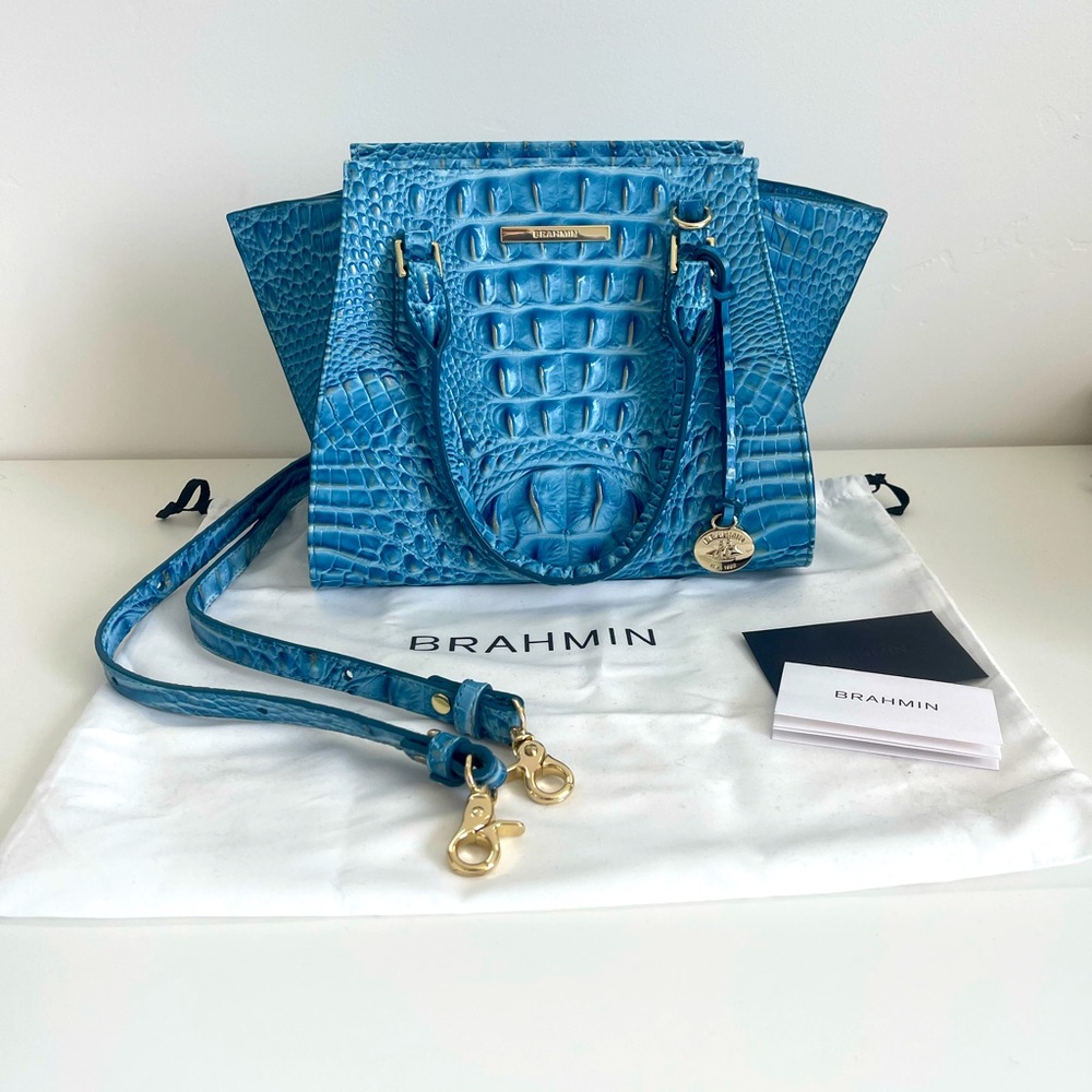 Brahmin Mini Priscilla Croc Embossed Leather Satchel